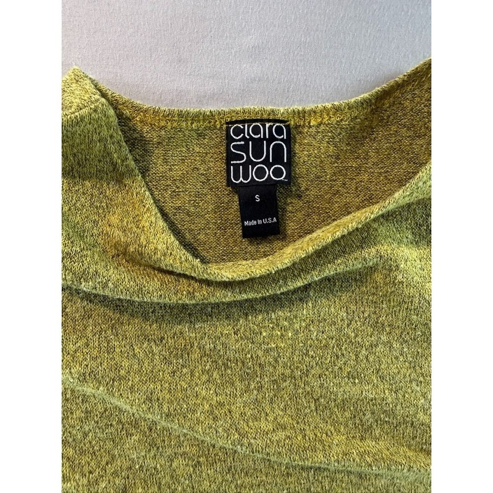 Y2K Clara Sun Woo Womens Top Small Green Knit Ruched Side Stretch USA Made - Picture 3 of 6